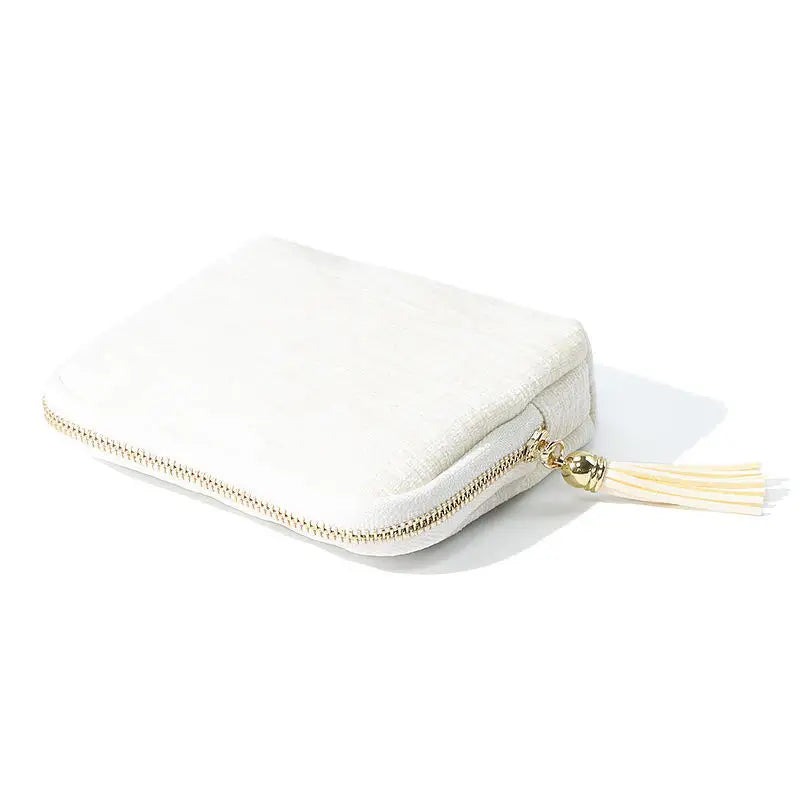 Multi-layer Tassel Jewelry Pouch Bag Organizer - White