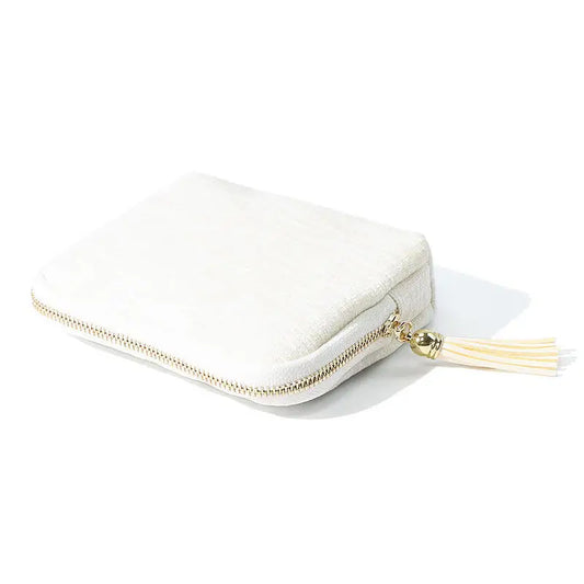 Multi-layer Tassel Jewelry Pouch Bag Organizer - White