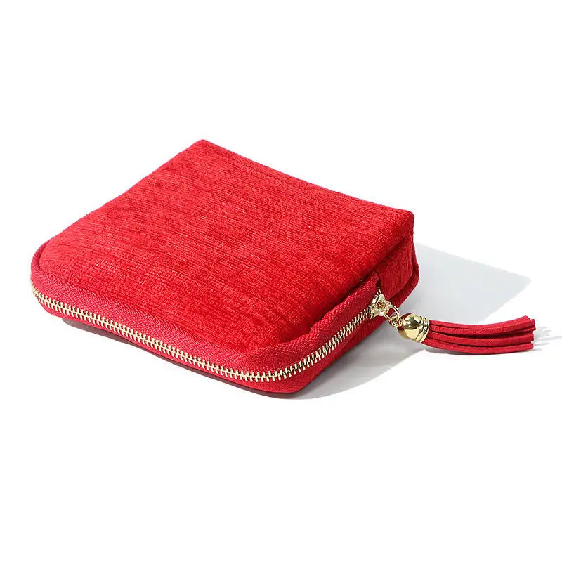 Multi-layer Tassel Jewelry Pouch Bag Organizer - Pink