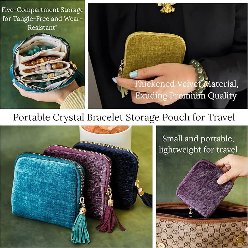 Multi-layer Tassel Jewelry Pouch Bag Organizer - Grey