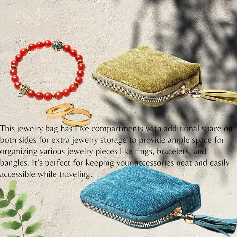 Multi-layer Tassel Jewelry Pouch Bag Organizer - Light Sky Blue