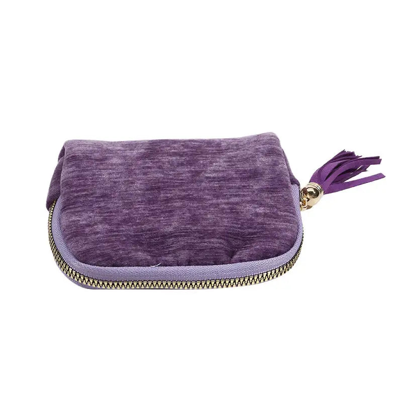 Multi-layer Tassel Jewelry Pouch Bag Organizer - Purple
