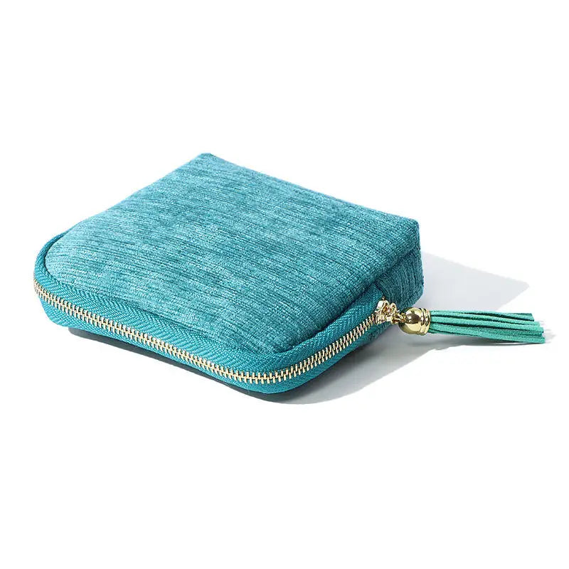 Multi-layer Tassel Jewelry Pouch Bag Organizer - Grey