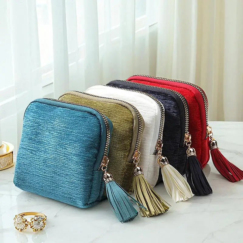 Multi-layer Tassel Jewelry Pouch Bag Organizer - White